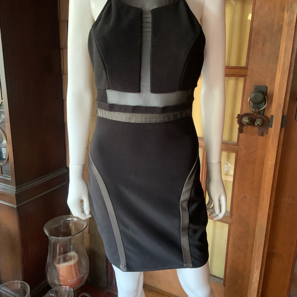 Sexy cutout black mesh mini dress